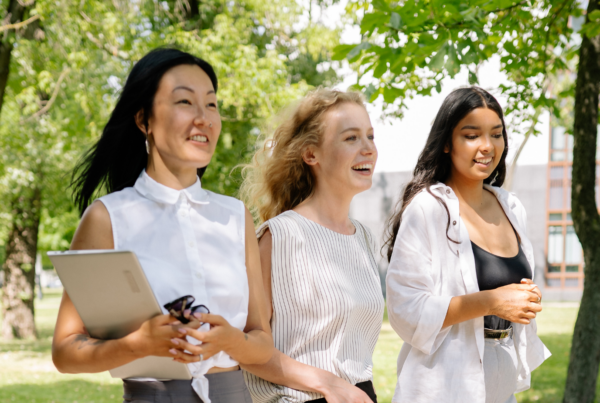 Professional women walking